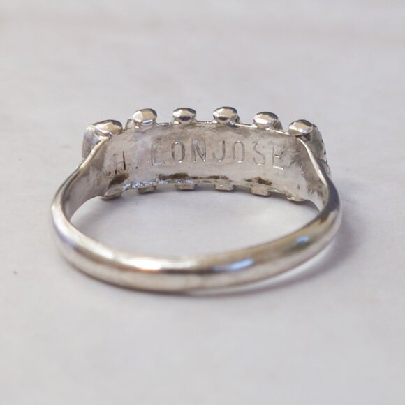 H. Lonjose Zuni Sterling Turquoise Row Ring — Size 7.5 - Picture 12 of 15